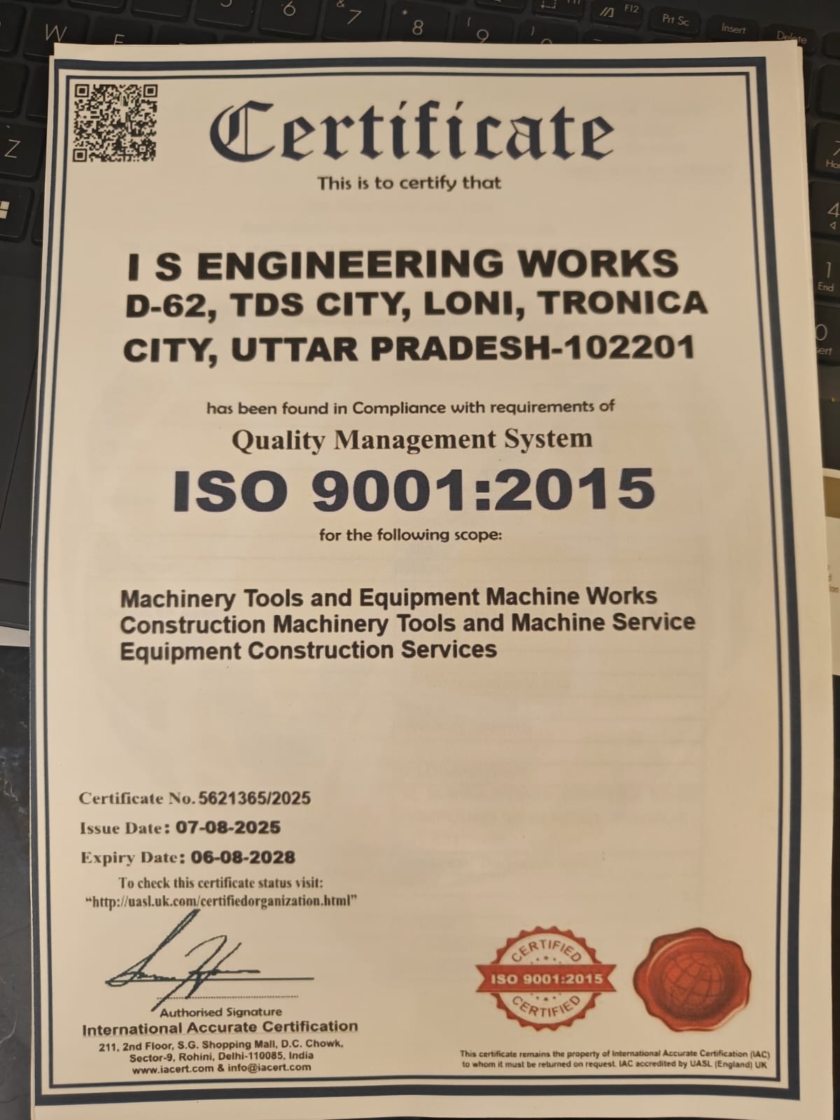 Certificate